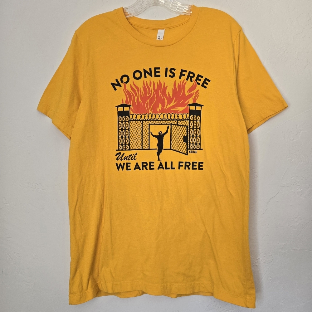 Krime Mustard Yellow Graphic Tee Sz M
